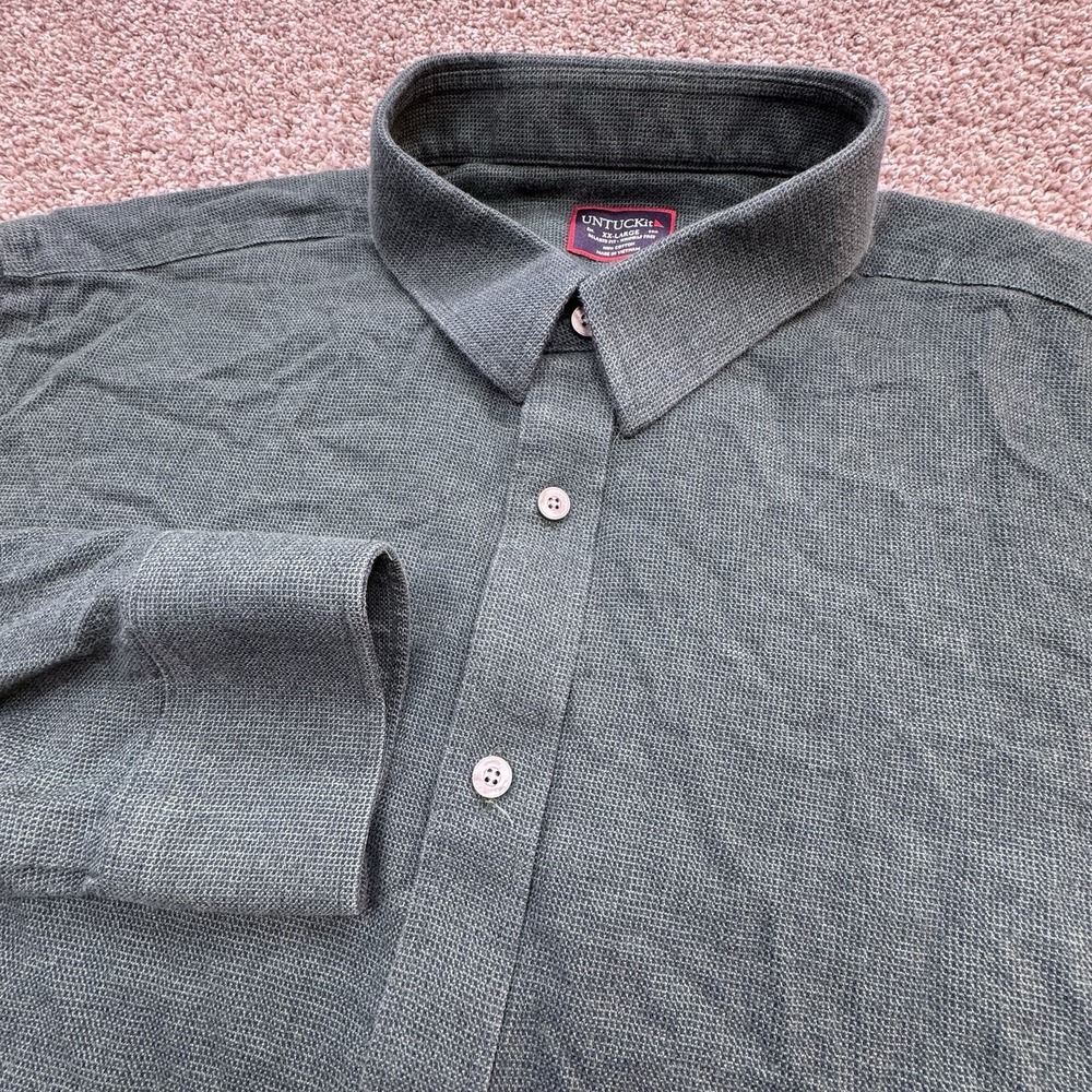 UNTUCKit Shirt Mens 2XL Green Long Sleeve Relaxed Fit Wrinkle Free Casual Preppy